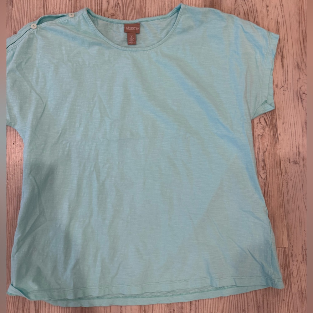 Chico's Aqua Short Sleeve Top